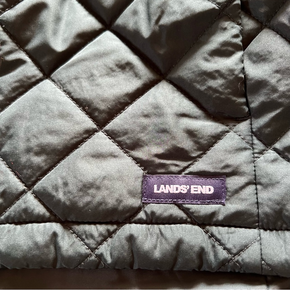 Lands End Ladies Quilted Hooded Jacket - Dark Teal - Picture 2 of 7